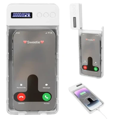 Afbeelding van mobiele telefoon vergrendelingsbox met timer, telefoonslotbox kluis tijdslot, gevangenis telefoonvanger voor iPhone/Android