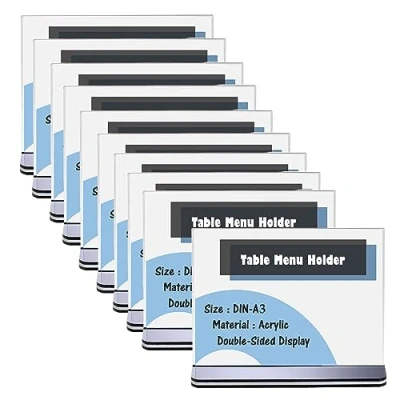 Afbeelding van TUKA i AKUT 10x Acryl Folderhouder T Type met Voet, A3 Liggend Bordhouder Posterhouder Menuhouder, Folderstandaard Dubbelzijdig standaard voor Horeca Kantoren Tentoonstelling, TKD8204