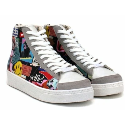 Afbeelding van Goby Urban Vibe Sneakers Vegan Leer Handgemaakt Grafisch Design Maat 38