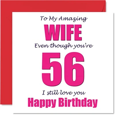 Afbeelding van Grappige 56e Verjaardagskaarten voor Vrouw 56 I Still Love You Gelukkige Verjaardagskaart van Echtgenoot Partner, Zesenvijftig Banter Cadeaus, 145mm x Grap Humor Wenskaarten