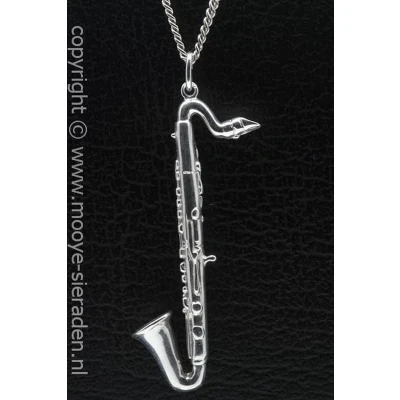 Afbeelding van Zilveren Saxofoon groot ketting hanger