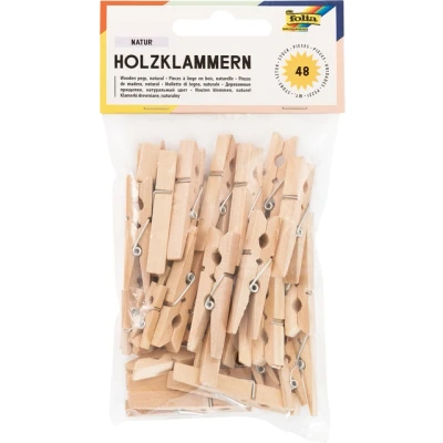 Afbeelding van Wasknijper Folia 48 stuks drie formaten hout