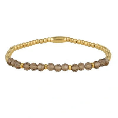 Afbeelding van My Bendel Goudkleurige armband licht groene glaskristallen bedels Met luxe cadeauverpakking