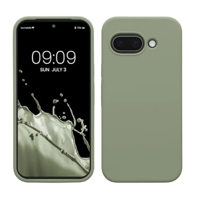 Afbeelding van kwmobile telefoonhoesje geschikt voor Google Pixel 9a Hoesje met siliconen coating Smartphone case in grijsgroen