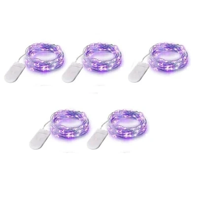 Afbeelding van LED String Lights 5 Pack, 10mm10 Fairy Batterij Operated, Koperdraad Licht voor Thuis Tuin Bruiloft Party Kerstmis Halloween Concerten Bars Clubs Hotels (Paars)