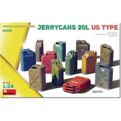 Afbeelding van 1:24 MiniArt 24006 Jerrycans 20L US Type voor Diorama 12 Plastic Modelbouwpakket