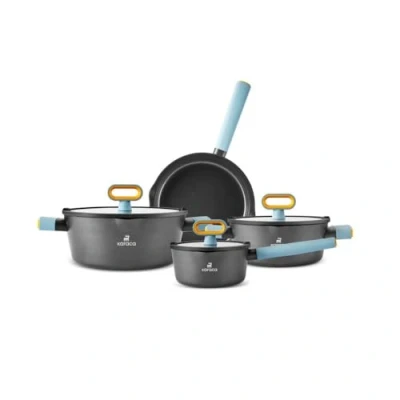 Afbeelding van Karaca Fancy 7 delige inductie keramische anti stick kookgerei set, vaatwasmachinebestendig, Iduction Base, zwart