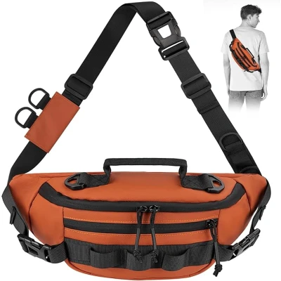 Afbeelding van Retadou Waterdichte heuptas, heuptas met verstelbare band, voor outdoor vliegvisserstas, vissen, hardlopen, sport in de open lucht, training oranje