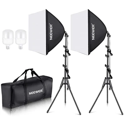 Afbeelding van Neewer 60x60cm softbox met E27 fitting 700W studiolamp set, voor fotostudio portretten, productfotografie en video opname
