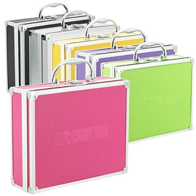 Afbeelding van ECI AR Carry Box® kleine aluminium koffer gereedschapskoffer leeg 260x210x80mm kleur aluminium/roze
