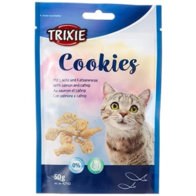 Afbeelding van TRIXIE 42743 Koekjes met zalm en kattenkruid, 50 g