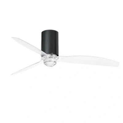 Afbeelding van Faro Lighting Mini Tube LED Glanzend Zwart, Transparante Plafondventilator met DC Motor, 3000K