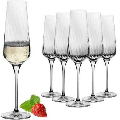 Afbeelding van Imperal Champagnekelk 200 ml (max. 230 ml) &#039;London&#039; set, 6 delige geribbelde champagneglazen van Crystalline glas, vaatwasmachinebestendig