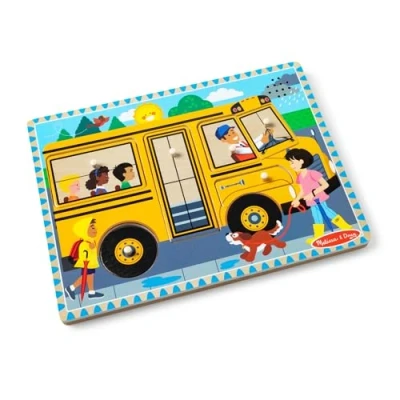 Afbeelding van Melissa &amp; Doug soundpuzzel van hout de wielen bus (6 delen)