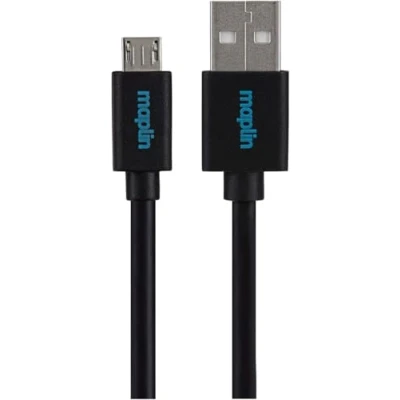 Afbeelding van Maplin USB A naar Micro B Kabel 0,75m Zwart