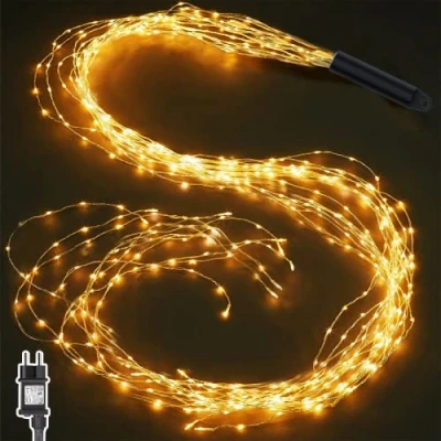 Afbeelding van Joycome Lichtsnoer voor buiten, 1 m, 100 leds, met stroom, waterval, lichtketting, 8 modi, lichtbundel, waterdichte lichtbundel gieter terras, balkon, tuin, boom, binnen en decoratie