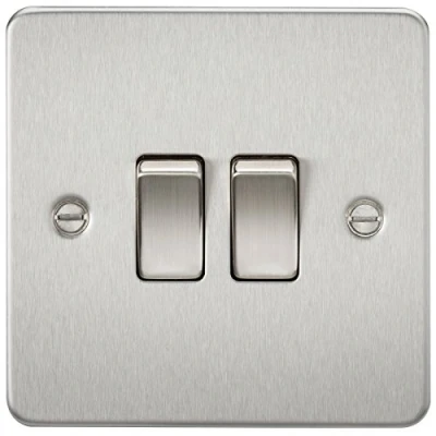 Afbeelding van Knightsbridge FP3000BC FPAV3000BC Platte Plaat 10A 2G 2 Manier Schakelaar Geborsteld Chroom