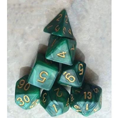 Afbeelding van BOBOZHONG Polyedrische dobbelstenen, 7 stuks, DND set gelaagde polyhedraal D &amp; dobbelstenen voor Dungeons en Dragons, RPG, MTG, tafelspellen, groen
