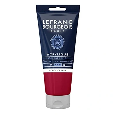Afbeelding van Lefranc Bourgeois 300359 fijne acrylverf, hoog gepigmenteerd, goede dekking, romige homogene textuur 80ml tube, Carmine Red