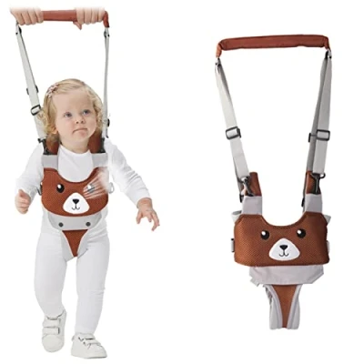 Afbeelding van IULONEE Baby Wandelen Harnas Handvat Verstelbare Peuter Assistent Kind Hand Held Opstaan en Leren Helper Riem Teugels Kids Veiligheid 7 24 Maand (Mesh Bruin)