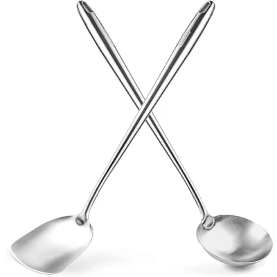 Afbeelding van YOSUKATA 17&quot;/43,5 cm Wok Spatel en Pollepel Set van 2 Hittebestendige Gereedschap Universele Hoogwaardige RVS Kookgerei Accessoires Solid
