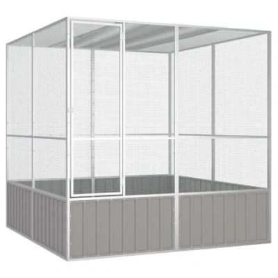 Afbeelding van VidaXL Vogelkooi 213,5x217,5x211,5 cm gegalvaniseerd staal grijs