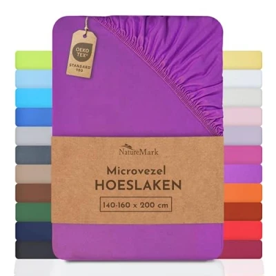 Afbeelding van NatureMark speciale aanbieding!!! Microvezel SPANNBETTLAKEN voor een prijs! vele maten en kleuren merkartikelen (140x200 160x200 cm, paars)