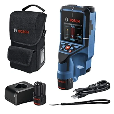 Afbeelding van Bosch Professional Muurscanner D tect 200 C (2x 12V accu, detectie van (niet )stroomvoerende kabels, metaal, plastic buizen, houten onderconstructies en holtes) Amazon Exclusive Set