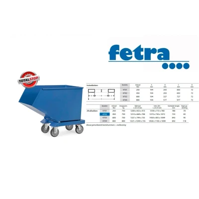 Afbeelding van Afvalbakken 4702a Ral5007 750kg Aftapkraan