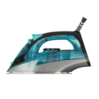 Afbeelding van Black+Decker Stoomstrijkijzer, 2200 W, continue stoom 30 g/min, stoomstoot 120 roestvrijstalen zool, anti kalk en druppelstopsysteem, verticaal strijken, waterspray, nauwkeurige punt