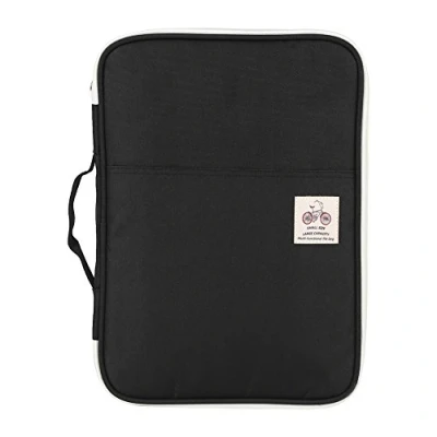 Afbeelding van A4 documententas, multifunctionele bestandsmap portfolio organizer notebook pennen documenten tas met ritssluiting voor reizen en kantoor (zwart)
