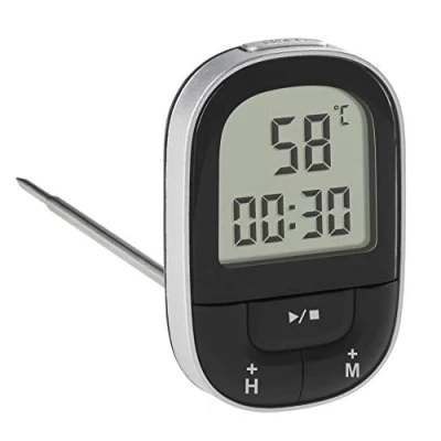 Afbeelding van TFA Dostmann digitale keukenthermometer, 30.1062.01, temperatuurcontrole van voedsel en dranken, display klapbaar, sonde uit roestvrij staal, timer stopwatch, zwart, (L) 43 x (B) 19 (H) 197mm