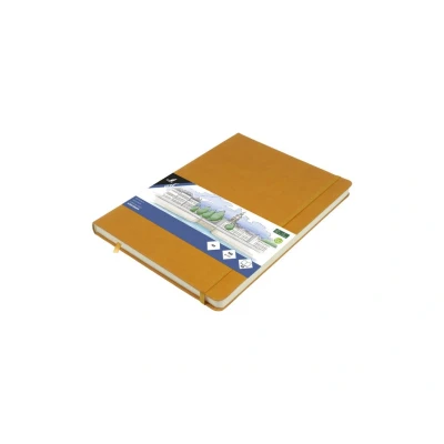 Afbeelding van Kangaro schetsboek A4 okergeel PU hardcover met elastiek en lint K 861241