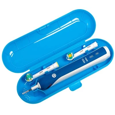 Afbeelding van Nincha Reisetui voor elektrische tandenborstel, Braun, Oral B, kunststof, vervanging, 1 handstuk en 2 opzetborstels, blauw