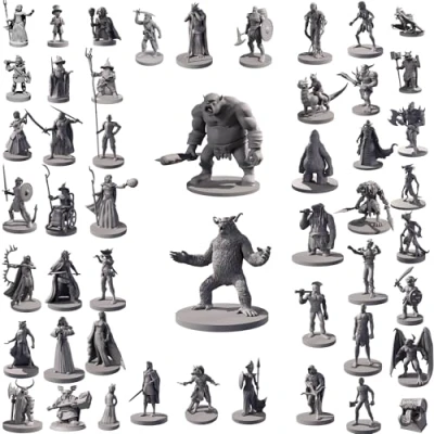Afbeelding van Path Gaming 50 unieke Miniaturen Fantasie Tafelblad RPG Figuren voor Dungeons and Dragons, Pathfinder Roleplaying Games. 28MM geschaalde miniaturen, ontwerpen, bulk ongeverfd, geweldig