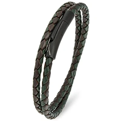 Afbeelding van Simaru Premium leren armband, voor dames en heren, uniseks, echt Leer, wikkelarmband met roestvrijstalen haaksluiting, XXL Handgelenkumfang von 20 21cm, 0