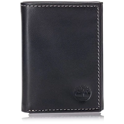Afbeelding van Timberland Leren Trifold Portemonnee voor heren met Id Venster Tri Fold, Zwart (Bewolkt), Eén maat