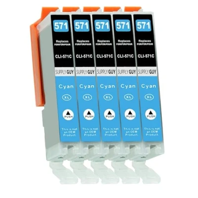 Afbeelding van Supply Guy 5 XL Inktpatronen met chip compatibel Canon CLI 571 Cyaan voor Pixma MG5700 MG5750 MG5751 MG6800 MG6850 MG7750 TS5000 TS5050 TS5055 TS6050 TS8050 TS9050 TS9055 en andere