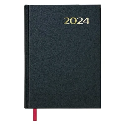 Afbeelding van Dohe Kalender 2024 Dagpagina Medium: 14 x 20 cm 288 pagina&#039;s Ingenaaide omslag Hardcover Zwart Model Syntex