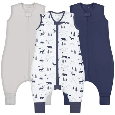 Afbeelding van Mama Cheetah babyslaapzak met beentjes, 0,5 TOG, zomerslaapzak, biologisch katoen, babyslaapzakken zonder mouwen, pijpen, voor zuigelingen, kinderen, jongens en meisjes, 80 cm,