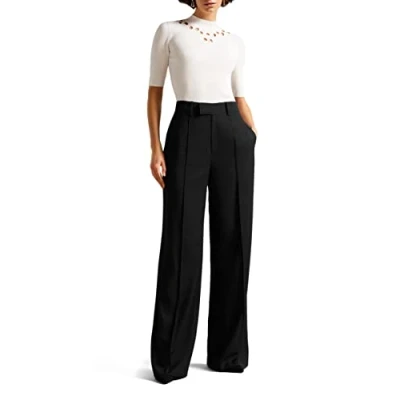 Afbeelding van Ted Baker HILDIAT High Waisted Wijde Pijpen Broek Zwart, 38