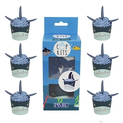 Afbeelding van PME Cupcake decoratieset met grappige eetbare versieringen, haaienaanval