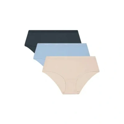 Afbeelding van DIM Les Pockets EcoDim katoen, extra platte afwerking, 3 boxershorts, beige ivoor/BL overhemd/GR Graniet, M (3 stuks) dames, Ivory Beige/Bl Shirt/Gr