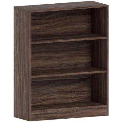 Afbeelding van Vida Designs boekenkast Cambridge 3 legplanken notenboom woonkamermeubels kantoor