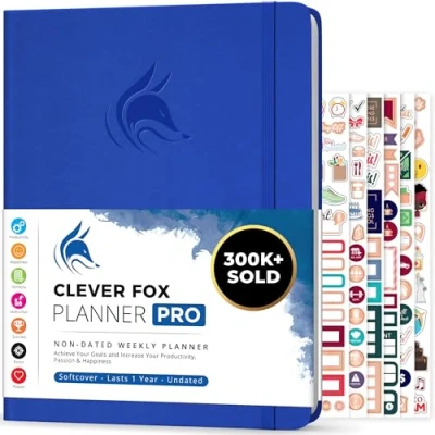 Afbeelding van Clever Fox Planner PRO Wekelijkse &amp; maandelijkse Life om de productiviteit, het tijdmanagement en behalen van uw doelen te verhogen Organizer, Ongedateerd, A4 Formaat Koningsblauw