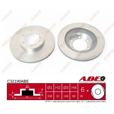 Afbeelding van ABE C32190ABE Remschijf Vooras 338 32 6 Geventileerd TOYOTA: Land Cruiser Prado 150