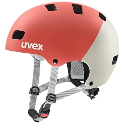 Afbeelding van uvex kid 3 cc robuuste fietshelm voor kinderen individueel passysteem geoptimaliseerde ventilatie grapefruit sand matt 55 58 cm