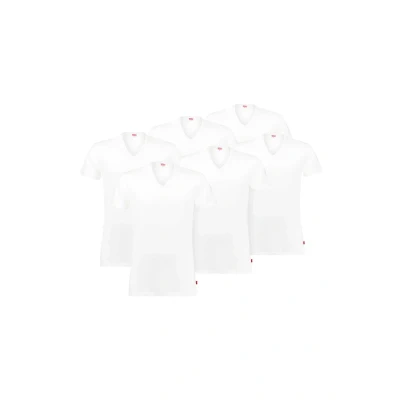 Afbeelding van Levi&#039;s 6ER PACK ECOM Vausschnitt Kurzarm Tshirt basic, Heren, Maat: Small, Weiß