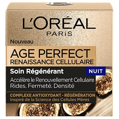 Afbeelding van L&#039;Oréal Paris Crème de Nuit Age Perfect Renaissance Cellulaire Soin Régénérant Rides, Fermeté &amp; Densité Au Complexe Antioxydant Protecteur Tous Types Peaux 50 ml