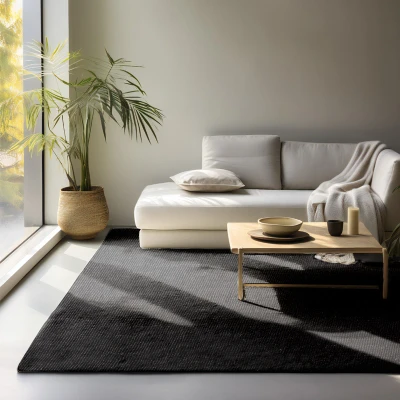 Afbeelding van Handgeweven Jute Vloerkleed 80x150cm Zwart Landelijk 123vloerkleed.nl is de online webshop voor vloerkleden en woonaccessoires.